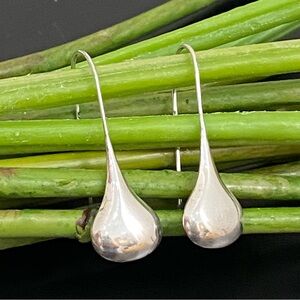 Modernist Sterling Silver 925 Signed Drop Hook Unique Earrings 2g.